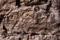 Close up Textured background of a wall of medieval stone masonry. The wall is sloppy built of mountain stones. Medieval Royalty Free Stock Photo