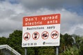 Australia- Close Up of a Public Warning Sign About Electric Ants