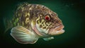 Close Up Largemouth Bass Swimming in Freshwater, Copy-Space, Fishing Trophy Royalty Free Stock Photo