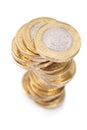 British Pound Coins Stack On White Background Royalty Free Stock Photo