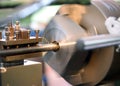 Close Up of Lathe in Operation