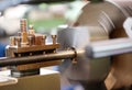 Close Up of Lathe in Operation