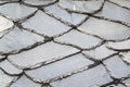 Close-up of lauze flat stones roof, in the Alps, Aosta Valley, Italy