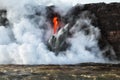 Close up of lava entry into ocean at Hawaii Royalty Free Stock Photo