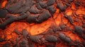 Close-up of a lava flow of volcano texture background. Magma textured molten rock surface banner for wallpaper Royalty Free Stock Photo