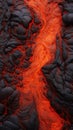 Close-up of a lava flow of volcano texture background. Magma textured molten rock surface banner for wallpaper Royalty Free Stock Photo