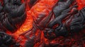 Close-up of a lava flow of volcano texture background. Magma textured molten rock surface banner for wallpaper Royalty Free Stock Photo