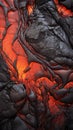 Close-up of a lava flow of volcano texture background. Magma textured molten rock surface banner for wallpaper Royalty Free Stock Photo