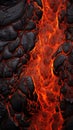 Close-up of a lava flow of volcano texture background. Magma textured molten rock surface banner for wallpaper Royalty Free Stock Photo