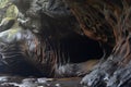 close-up of lava tube cave formation