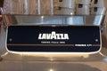 Close up Lavazza logo on coffee machine