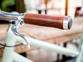Close-up leather handlebar on vintage bicycle Royalty Free Stock Photo