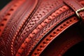close-up of leather saddle stitching details Royalty Free Stock Photo