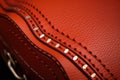 close-up of leather saddle stitching details Royalty Free Stock Photo