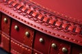 close-up of leather saddle stitching details Royalty Free Stock Photo