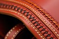 close-up of leather saddle stitching details Royalty Free Stock Photo