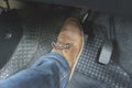 Close up Leather Shoe ob pedal Royalty Free Stock Photo
