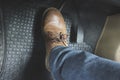 Close up Leather Shoe ob pedal