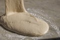 Close up of leavened dough for pizza on marble