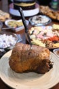 Close up of a Lechon Belly Filipino Food on a Buffet Table