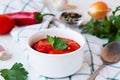 Close-up lecso national dish of Hungarian cuisine with pepper and tomato Royalty Free Stock Photo