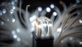 Close up of LED lightbulb with bokeh background. Royalty Free Stock Photo