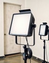 Close-up LED stage light panel in a compact studio setup for precise lighting Royalty Free Stock Photo
