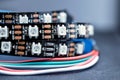 Close-up LED strip coil, RGB multi-colored strip Royalty Free Stock Photo
