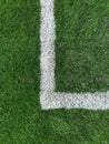 Close up of left corner of penalty box on soccer ptich. Royalty Free Stock Photo