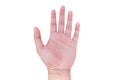 Close up left human hand isolate on white background Royalty Free Stock Photo