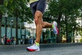 close-up legs male runner athlete run marathon race Royalty Free Stock Photo