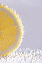 Close-up of lemon slice with bubbles Royalty Free Stock Photo