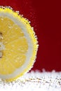 Close-up of lemon slice with bubbles Royalty Free Stock Photo