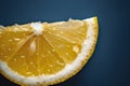 Close up of lemon slice on dark background