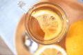 Close-up of lemon tea brewed in a glass Royalty Free Stock Photo