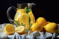 close-up of lemon wedges in a glass pitcher