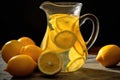 close-up of lemon wedges in a glass pitcher