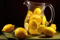 close-up of lemon wedges in a glass pitcher