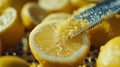 Closeup of Lemon Zest Being Prepared Royalty Free Stock Photo