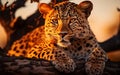 A close up of a leopard on a tree branch. AI Royalty Free Stock Photo