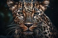 Close-up of a leopard's face with sharp teeth and intense gaze Royalty Free Stock Photo