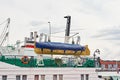 Close up lifeboat on cargo ship in the port Royalty Free Stock Photo