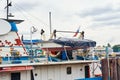 Close up lifeboat on cargo ship in the port Royalty Free Stock Photo