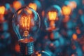 Close up of a light bulb on a table, great for illustrating creativity or innovation Royalty Free Stock Photo