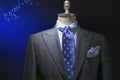 Gray Checkered Jacket With Checkered Shirt, Blue Polka Dots Tie Royalty Free Stock Photo