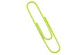 close up of light green paper clip isolated on white Royalty Free Stock Photo