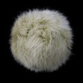 Close up of light green rabbit fur pompom isolated on white background. Royalty Free Stock Photo