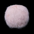 Close up of light pink rabbit fur pompom isolated on white background. Royalty Free Stock Photo