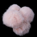 Close up of light pink rabbit fur pompoms isolated on white background. Royalty Free Stock Photo