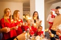 Close up lighted sparkles with people standing on the background Royalty Free Stock Photo